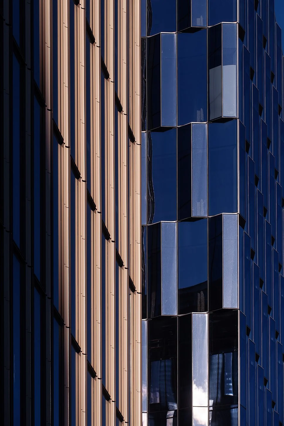  Urban street context showing Hudson’s Detroit tower in Detroit designed by SHoP Architects. 