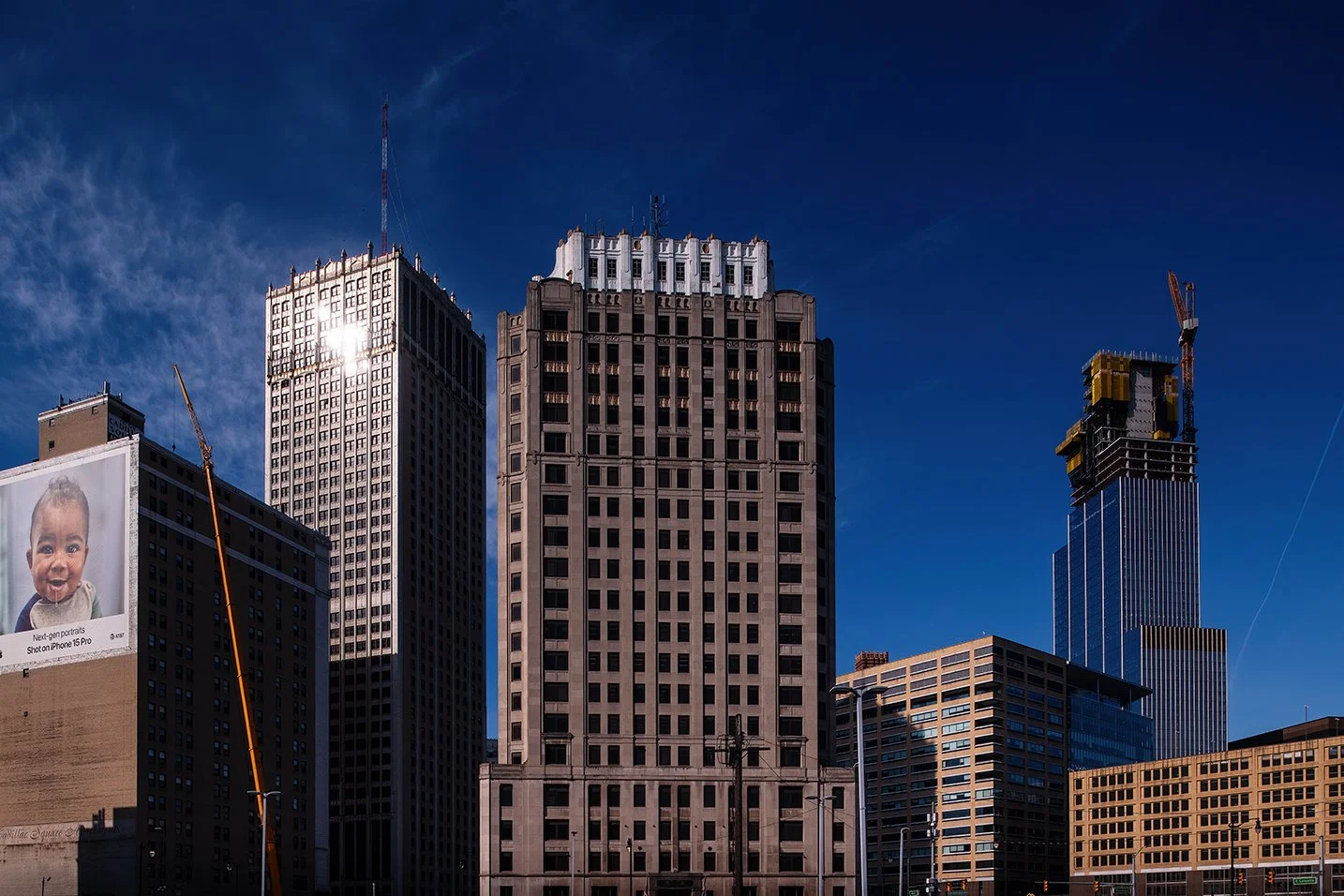  Architectural exterior of Hudson’s Detroit tower in Detroit for Bedrock by SHoP Architects. 