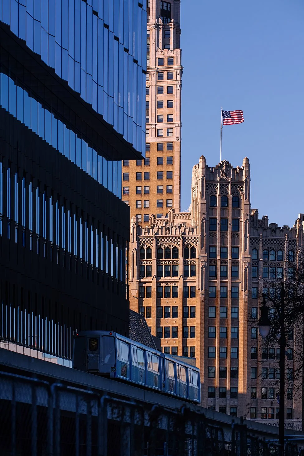  Exterior progress image of Hudson’s Detroit tower in Detroit developed by Bedrock. 
