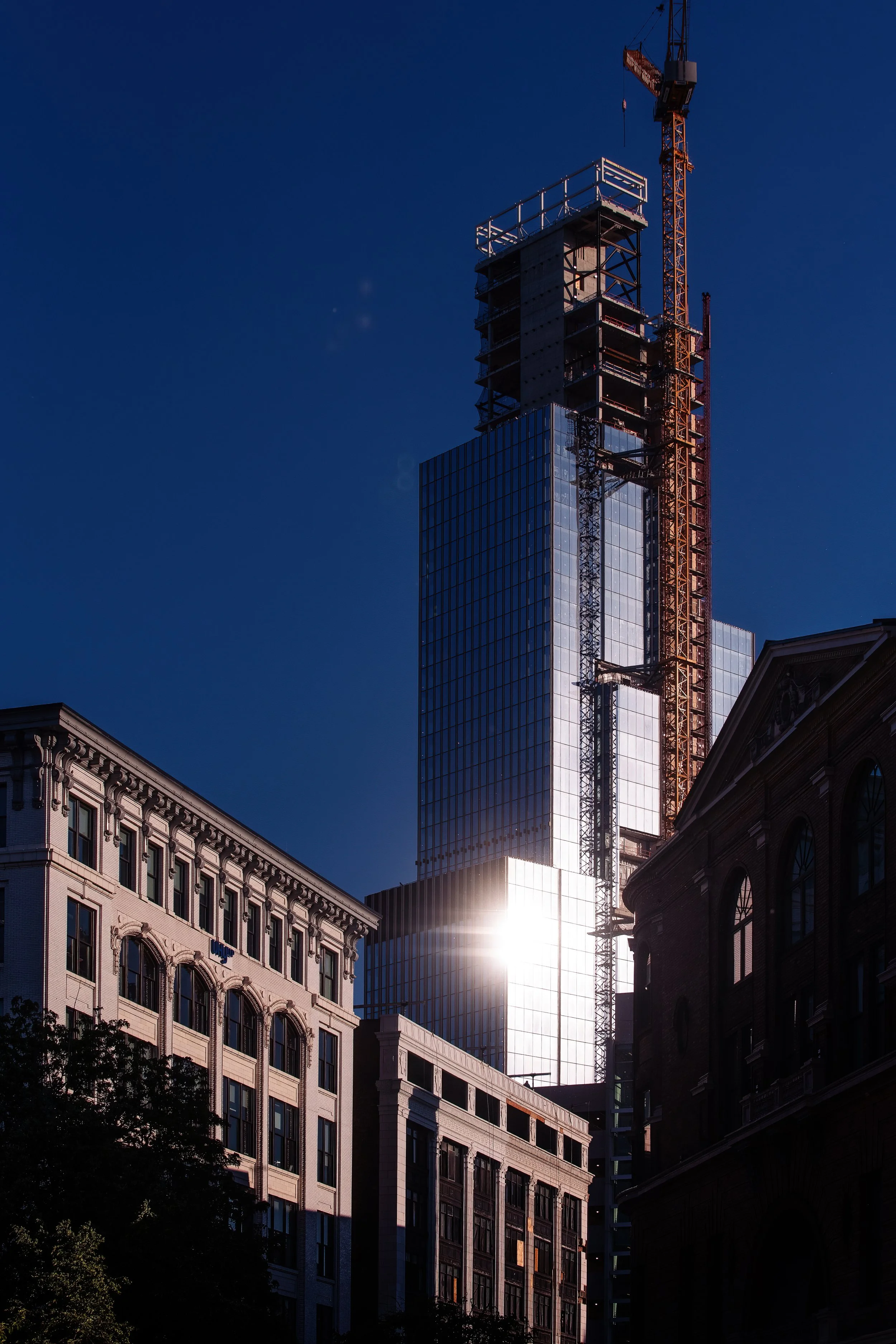  Wide architectural photograph of Hudson’s Detroit in Detroit by SHoP Architects and Bedrock. 