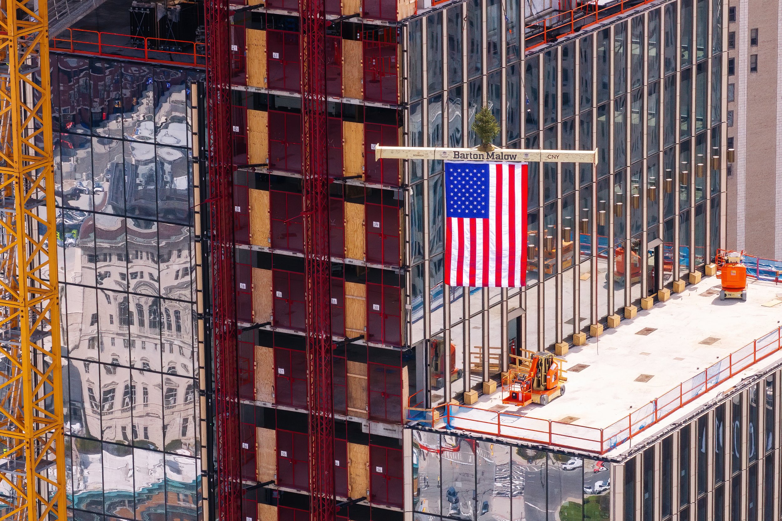   Hudson’s Detroit construction milestone event in Detroit for Bedrock, with architecture by SHoP Architects.  