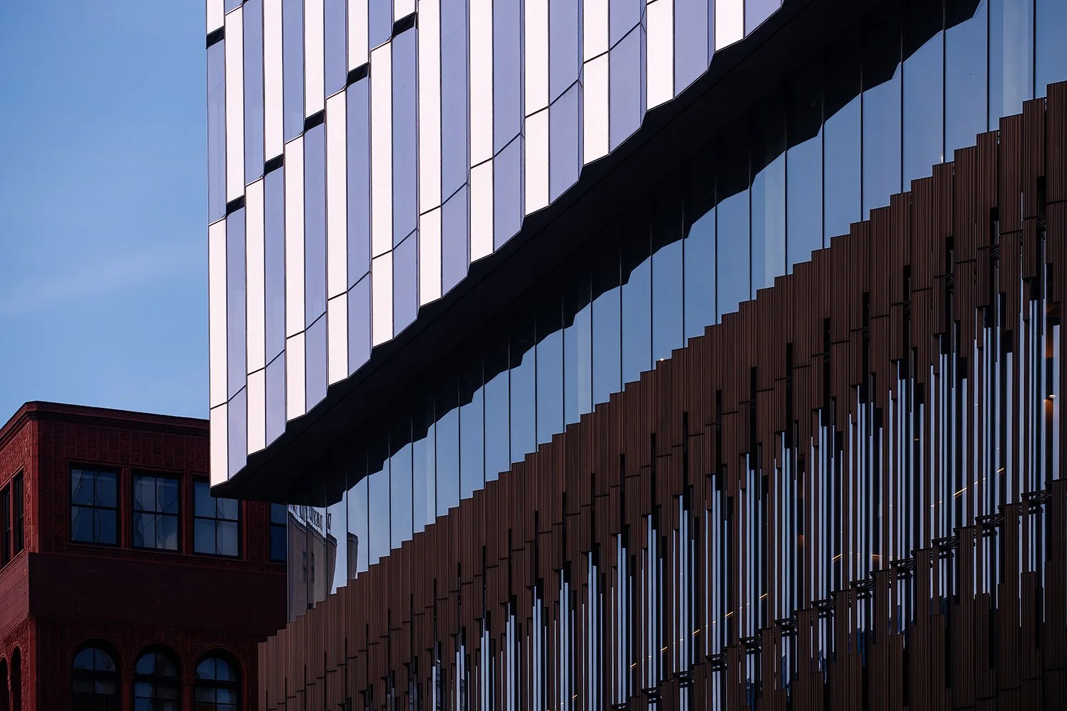  Wide downtown Detroit photograph showing Hudson’s Detroit tower by SHoP Architects. 