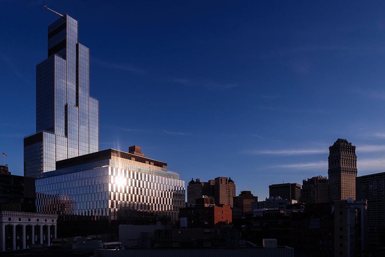 Exterior building view of Hudson’s Detroit in Detroit designed by SHoP Architects. 