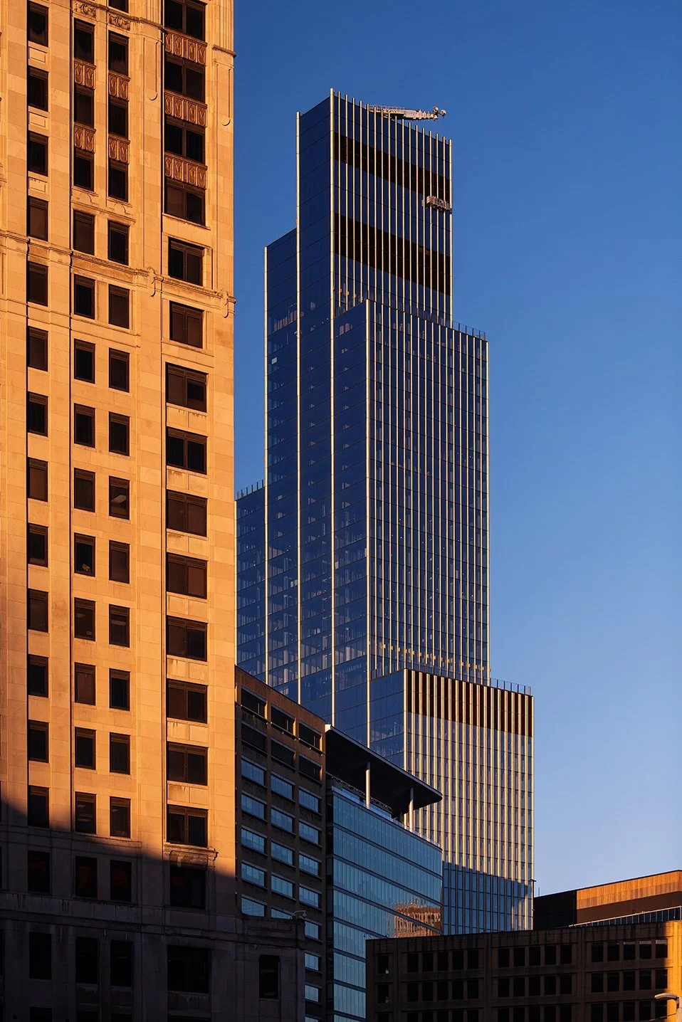  Exterior tower composition of Hudson’s Detroit in Detroit for Bedrock by SHoP Architects. 