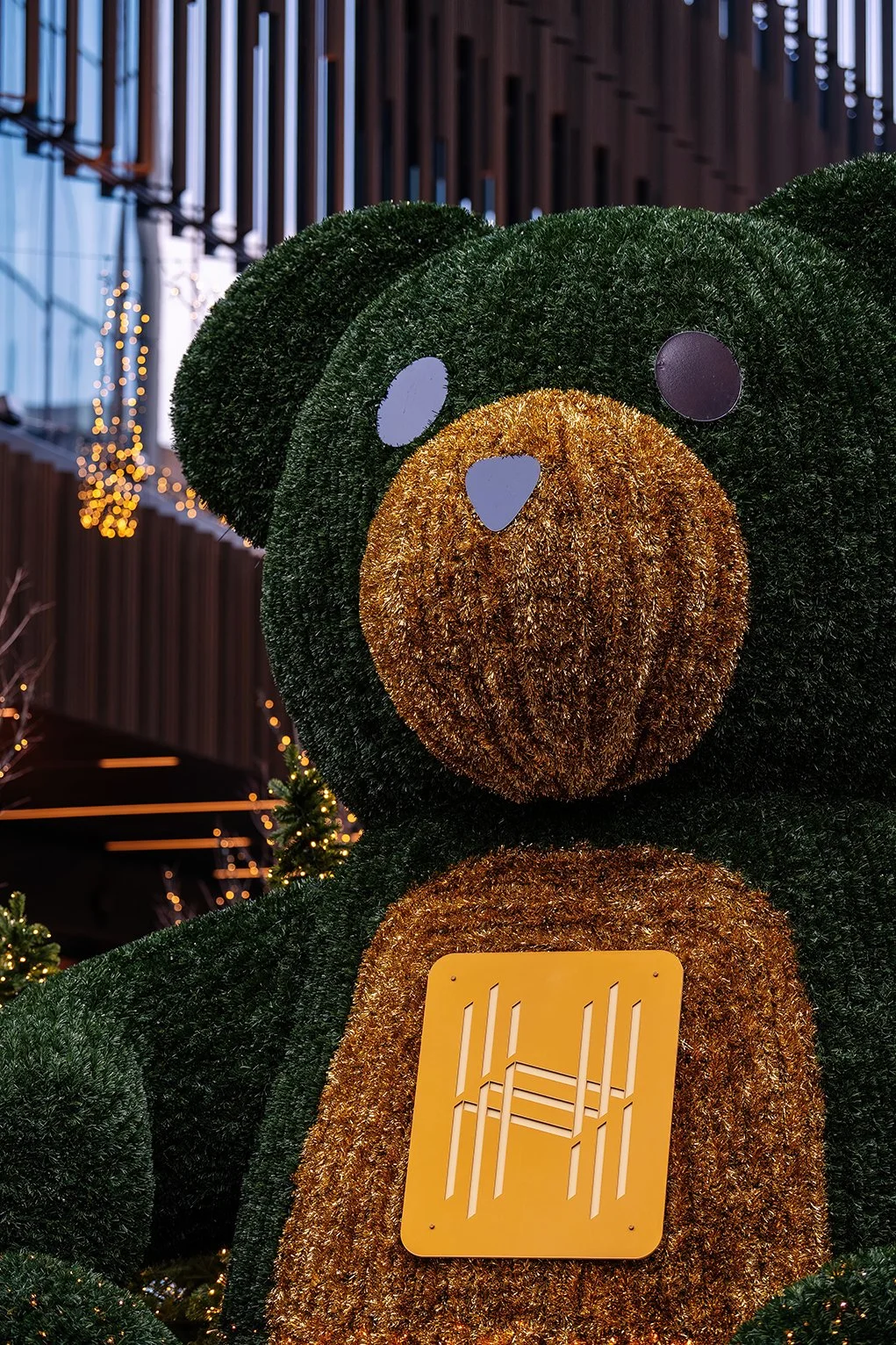   Evening holiday activation at Nick Gilbert Way in Detroit adjacent to Hudson’s Detroit by SHoP Architects for Bedrock.  