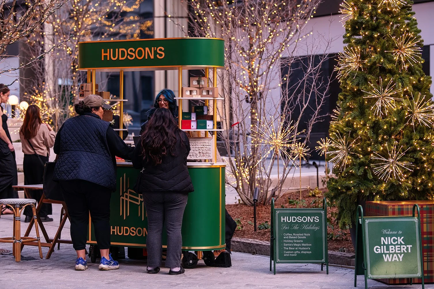   Seasonal public space activation at Nick Gilbert Way beside Hudson’s Detroit, designed by SHoP Architects and developed by Bedrock.  