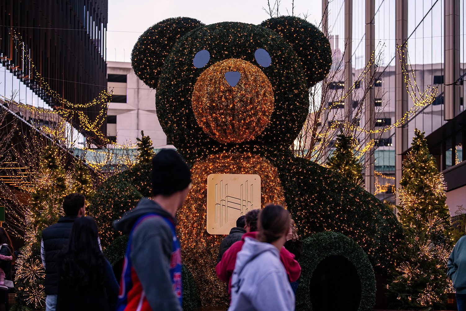   Holiday programming at Nick Gilbert Way in Detroit adjacent to Hudson’s Detroit by SHoP Architects.  
