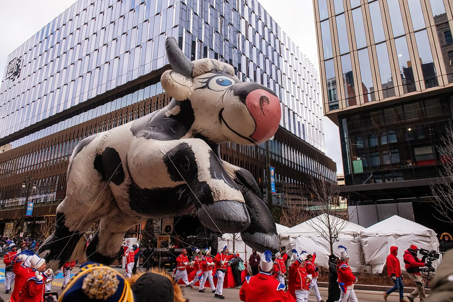   Public holiday event at Nick Gilbert Way in Detroit within the Hudson’s Detroit development by SHoP Architects.  
