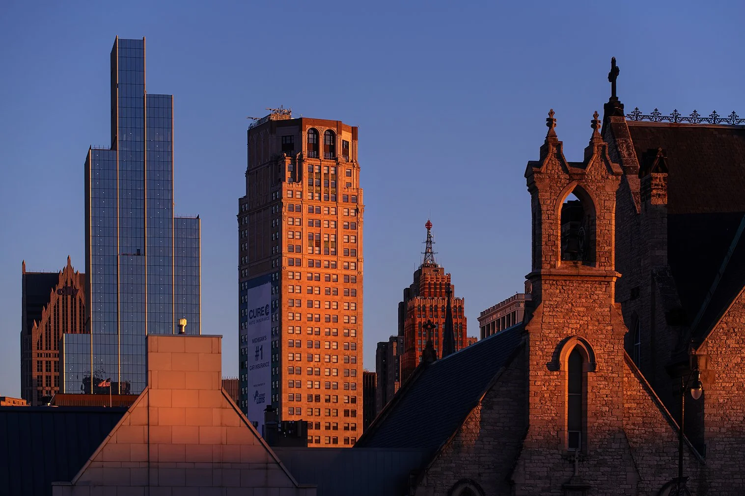  Exterior progress image of Hudson’s Detroit in Detroit developed by Bedrock. 