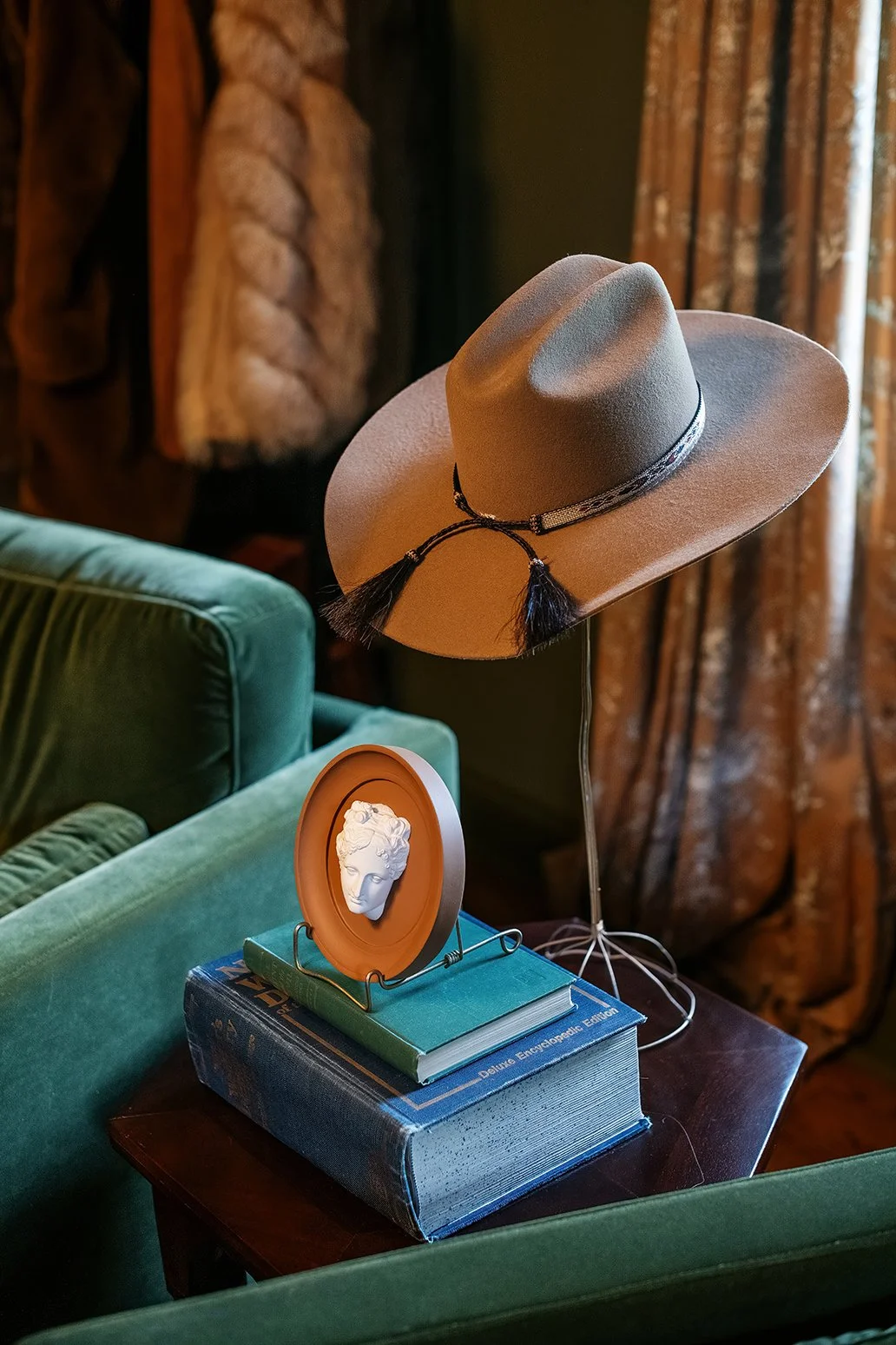 Soft natural light and layered textures give this Tudor home office a sense of permanence, blending focus and warmth in The Gratz Life way.