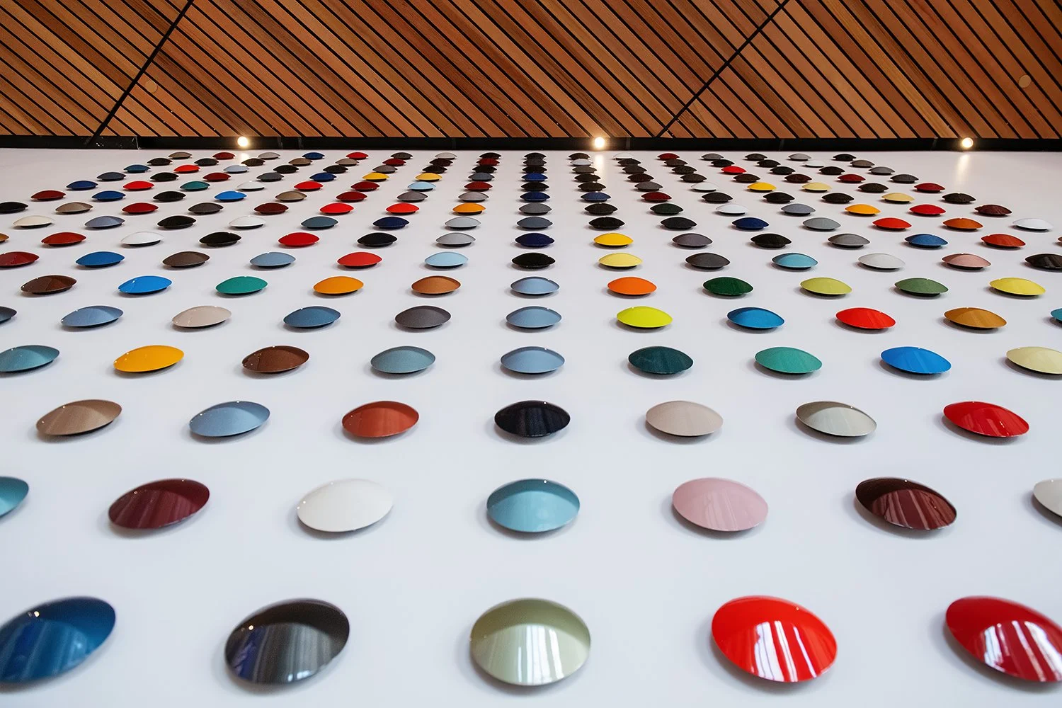 Interior atmosphere of the Ford World Headquarters showing cohesive architectural design by Snøhetta.