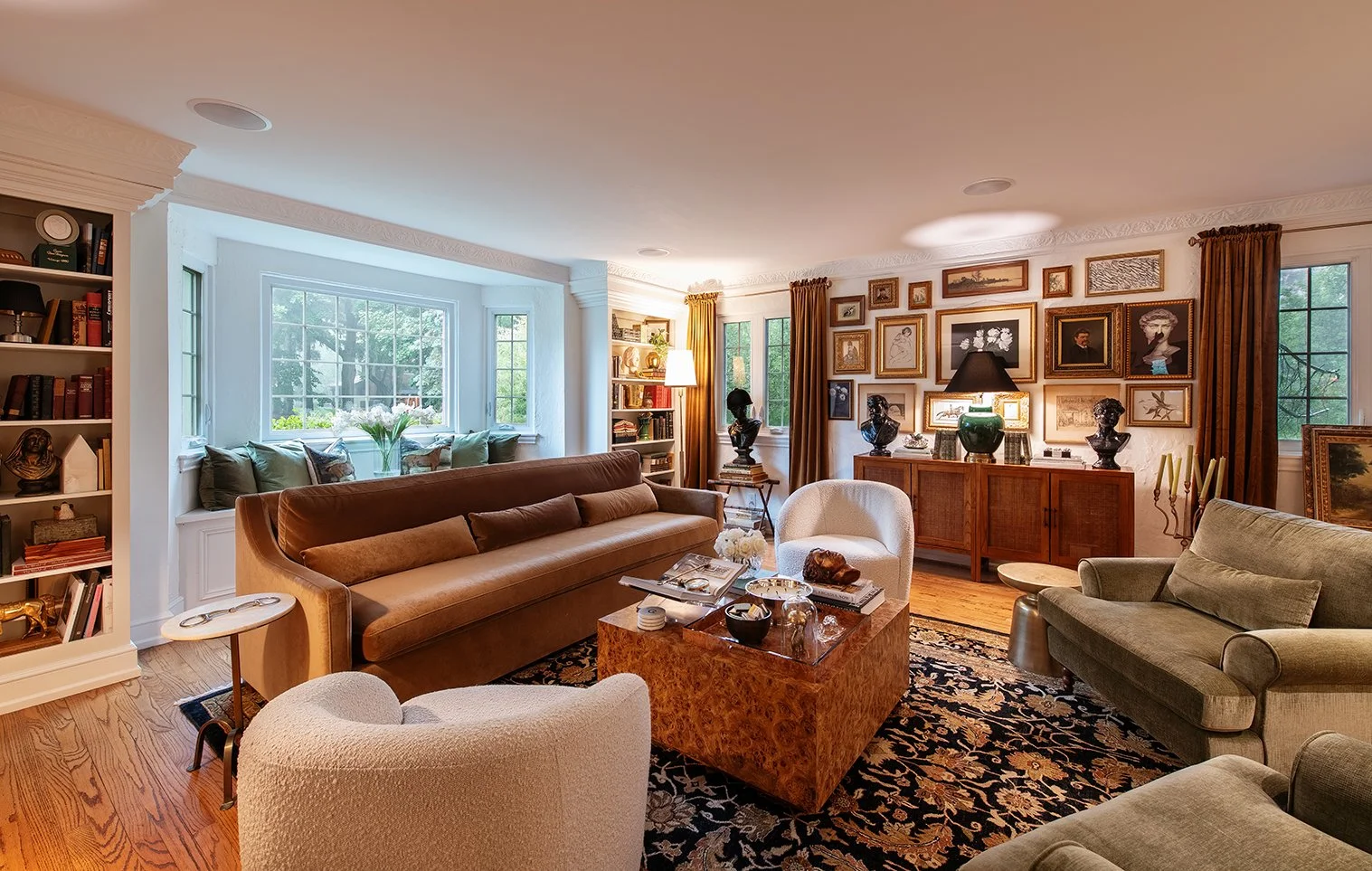 Architectural and interior residential photograph taken of The Gratz Life for HGTV. This image shows the living room of the home.
