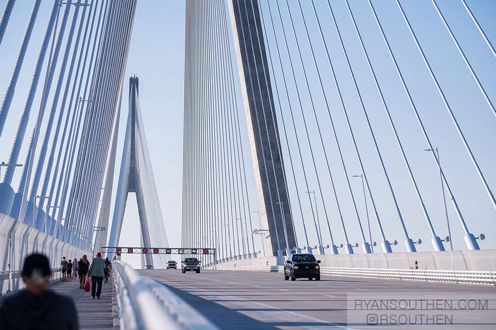 Gordie Howe International Bridge photographed during the grand opening of the Detroit-to-Windsor pedestrian crossing.