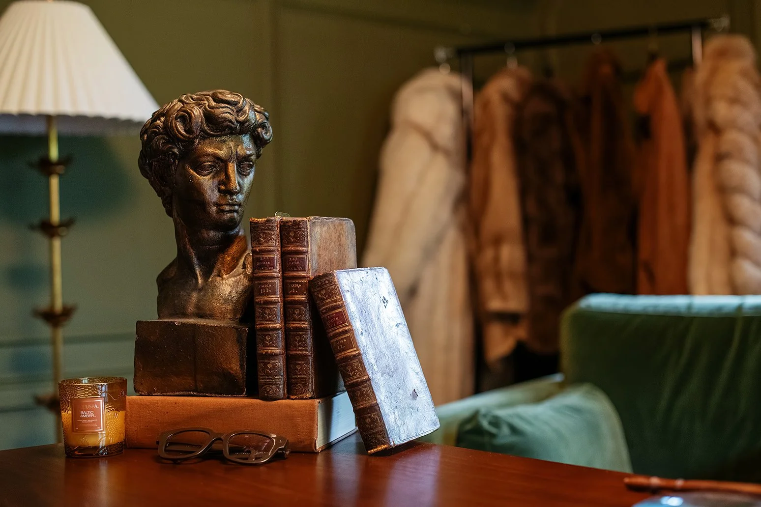 Rooted in Tudor influence, this home office reflects the quiet strength and character of a historic Michigan home, curated in The Gratz Life style.