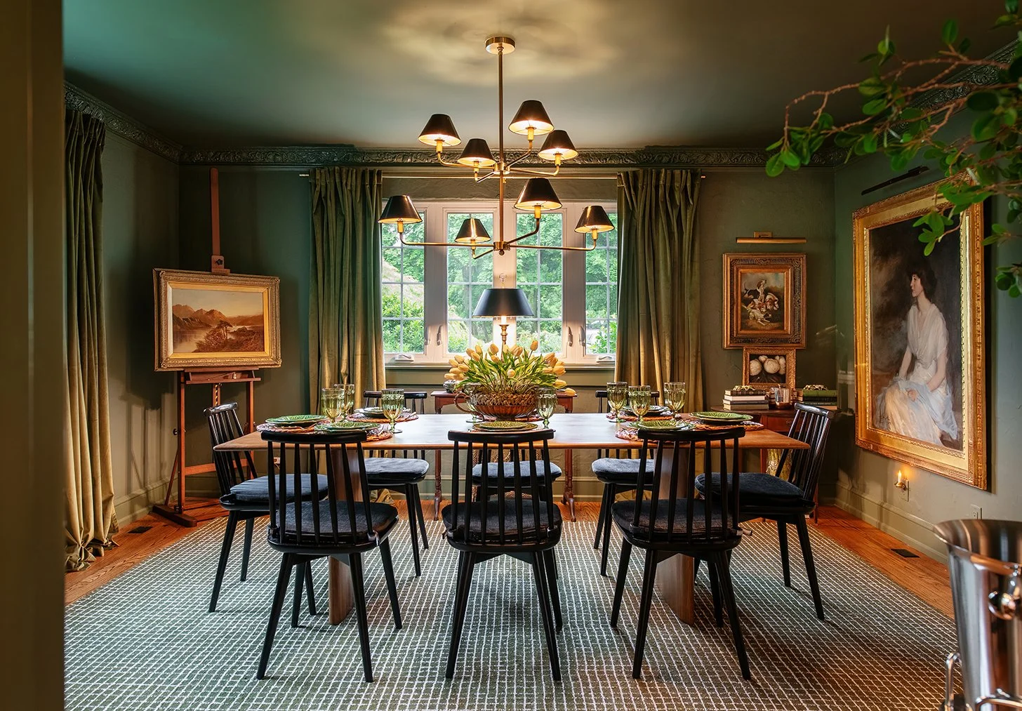 Architectural and interior residential photograph taken of The Gratz Life for HGTV. This image shows the dining room of the home.