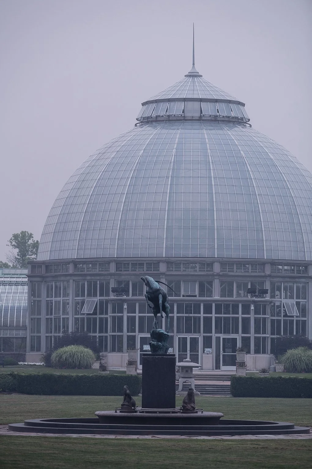 Hazy summer conditions at Belle Isle in Detroit, Michigan, caused by wildfire smoke affecting the region.