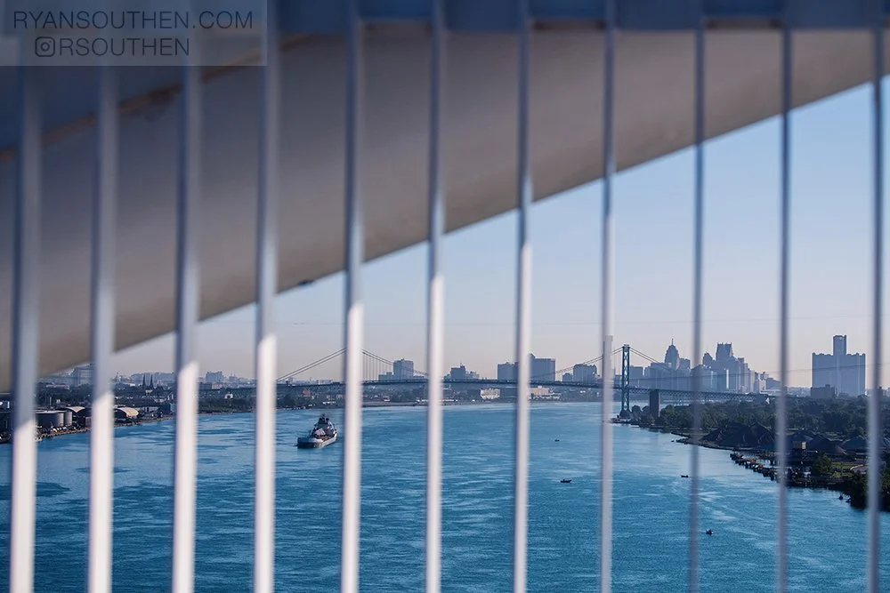 Gordie Howe International Bridge filled with pedestrians during the opening of the Detroit and Windsor international crossing.