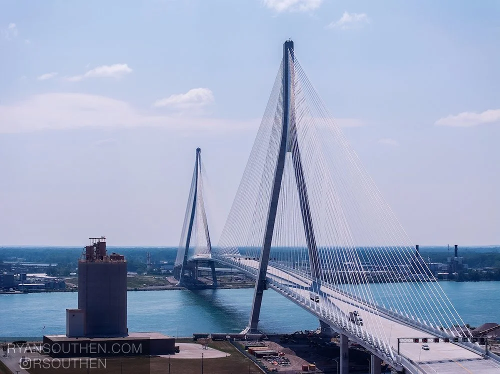 Gordie Howe International Bridge opening in Detroit, featuring the landmark bridge designed by AECOM.