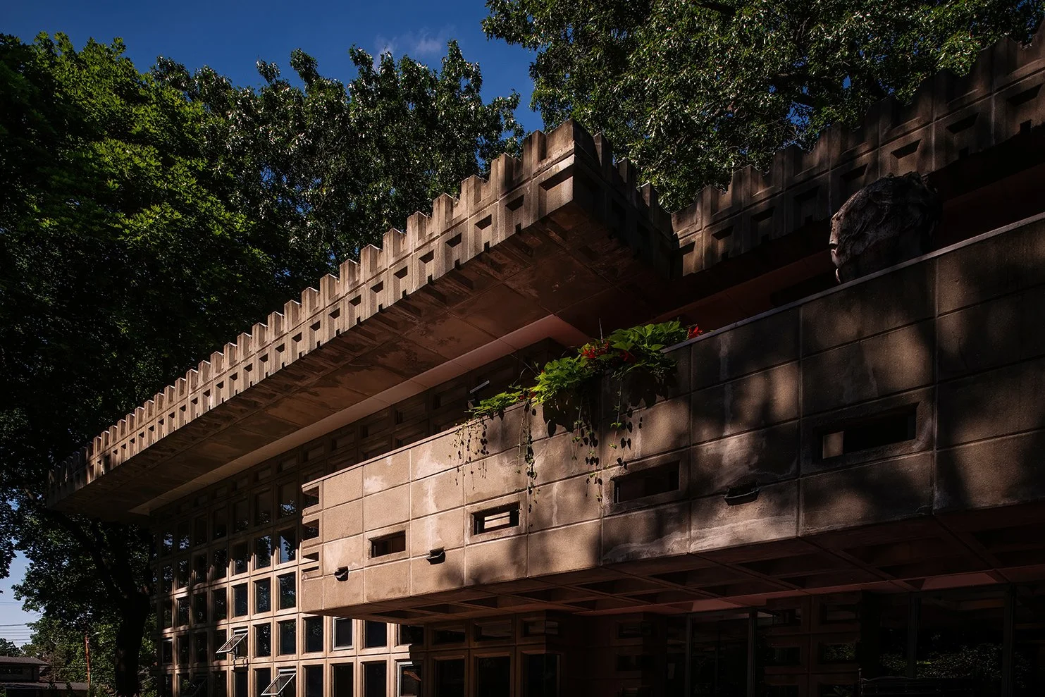 Architectural perspective of the Dorothy G. Turkel House designed by Frank Lloyd Wright in Detroit, Michigan.
