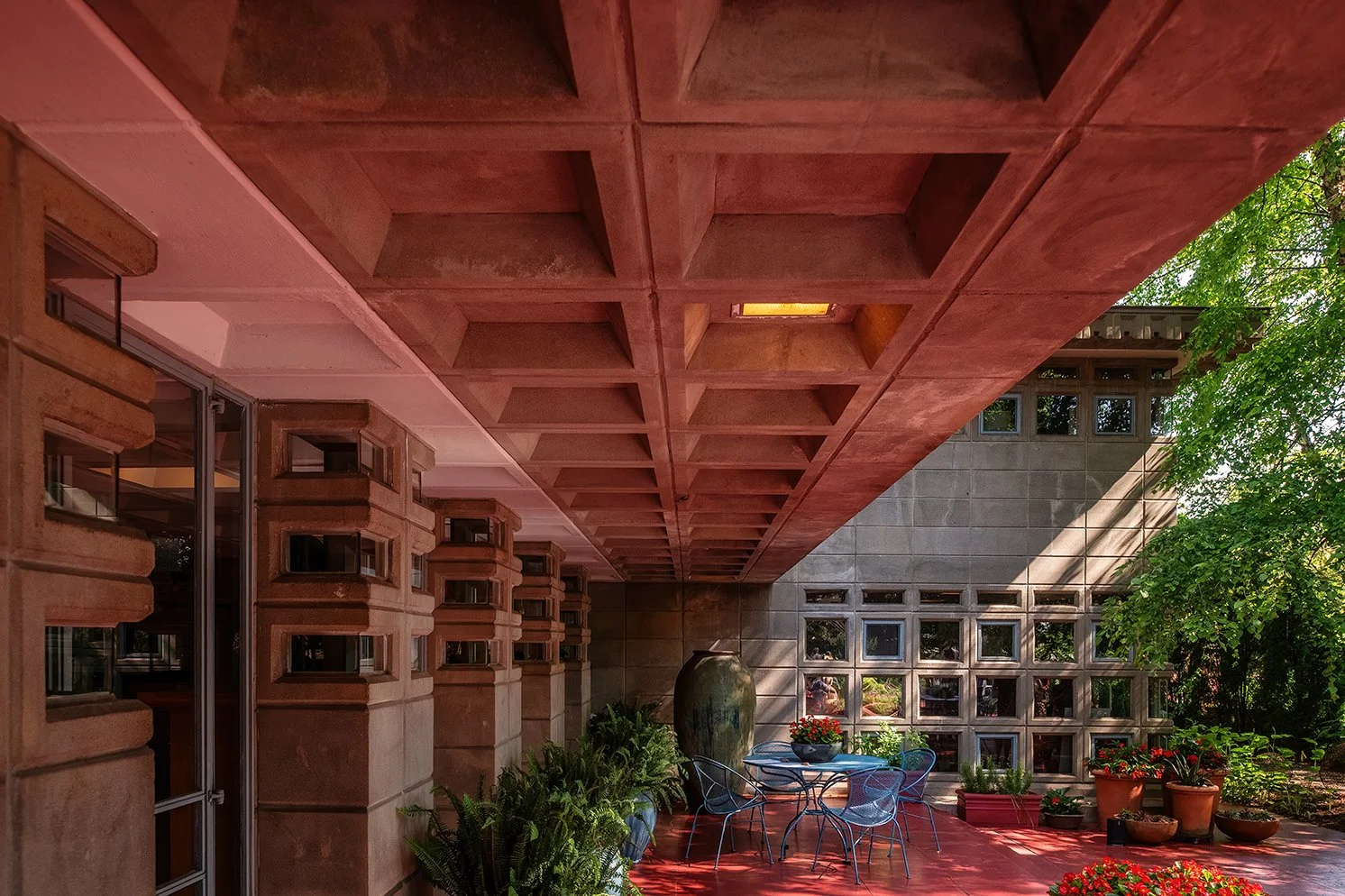 View of the Dorothy G. Turkel House, a landmark designed by Frank Lloyd Wright in Detroit, Michigan.