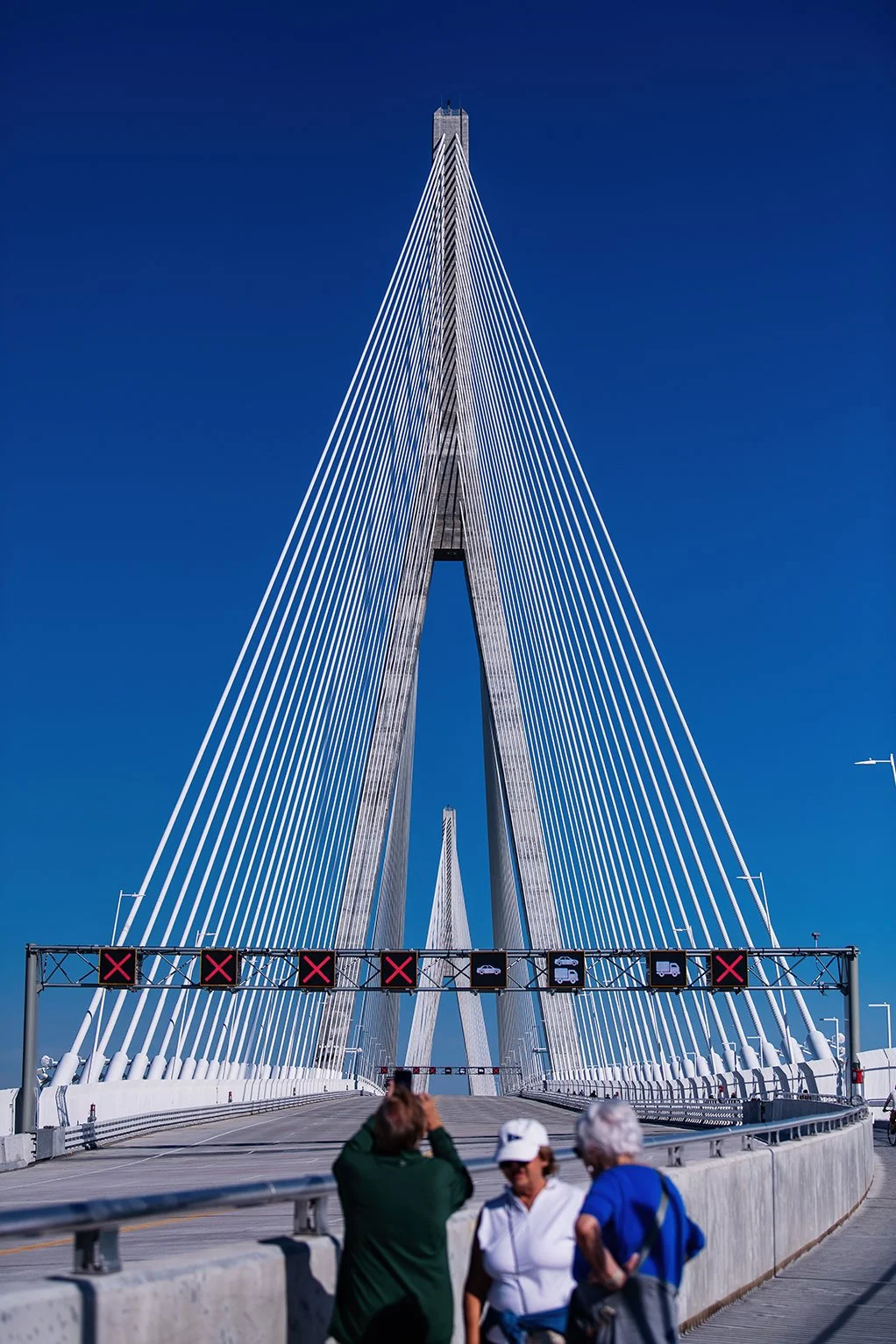 International pedestrian connection between Detroit and Windsor photographed during the Gordie Howe International Bridge opening.