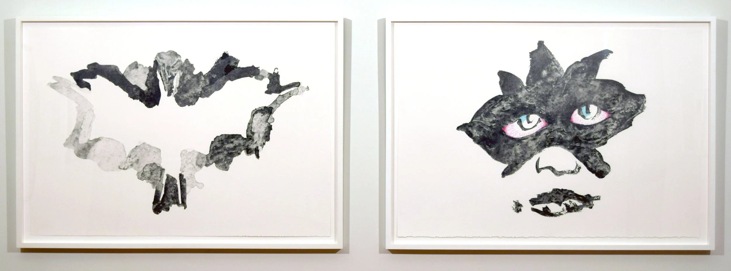   Reverse Flipped Rorschach and Mask   2015 - 2016  overall dims: 34 x 103 (ea. 34 x 48-1/2) 