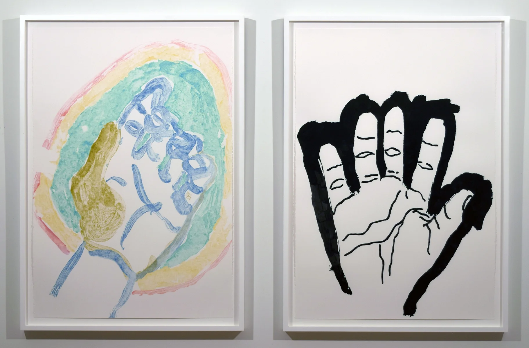   Left Hand Right Hand   2014 - 2015  colored pencil, india ink on paper  overall dims: 48-1/2 x 74 (ea. 48-1/2 x 34) 