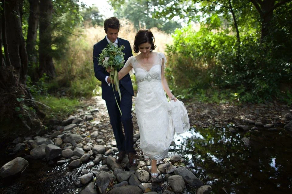 The quiet stream flows alongside all of the picnic areas