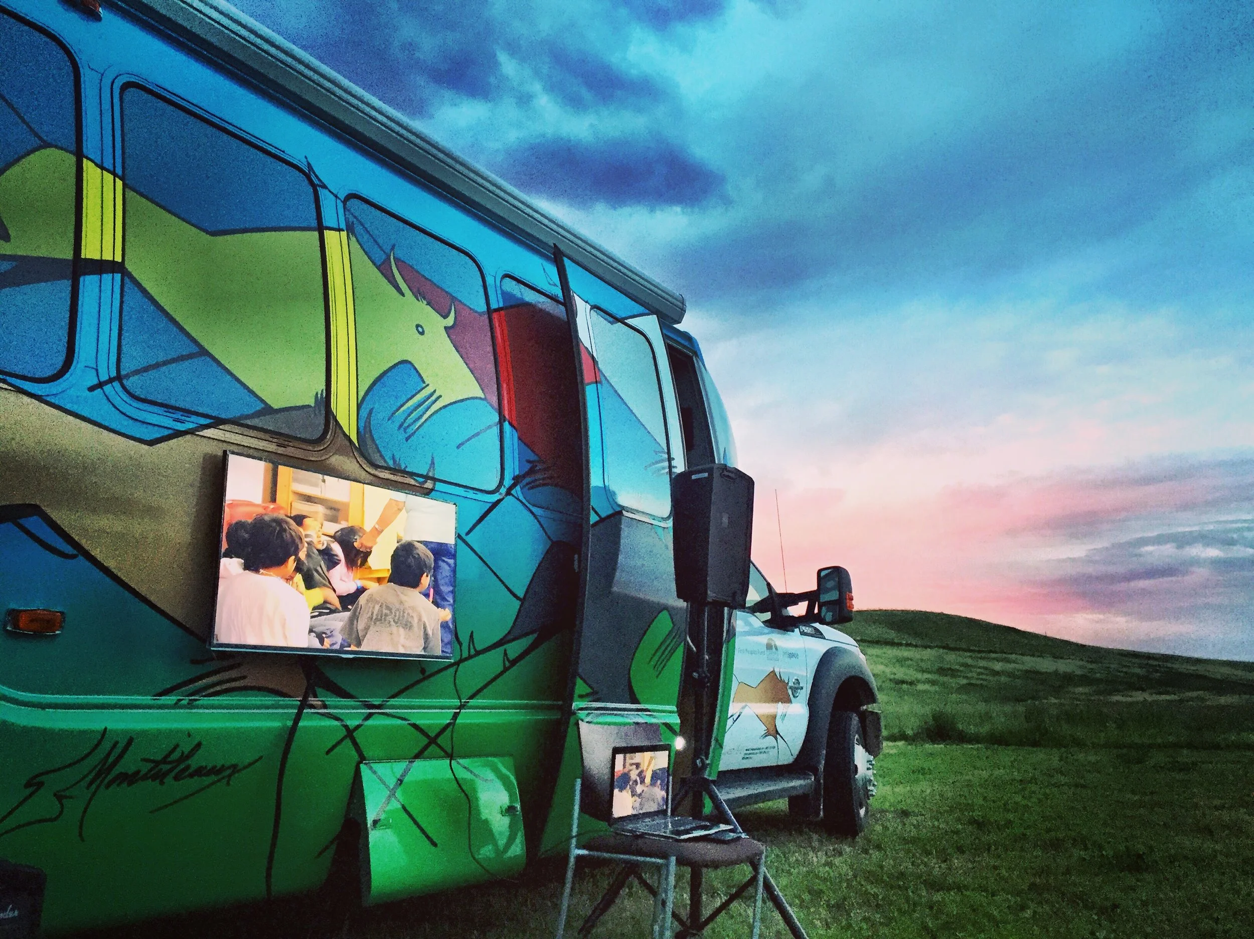 Sundance Institute film screening on Pine Ridge Reservation. Photo by Bird Runningwater