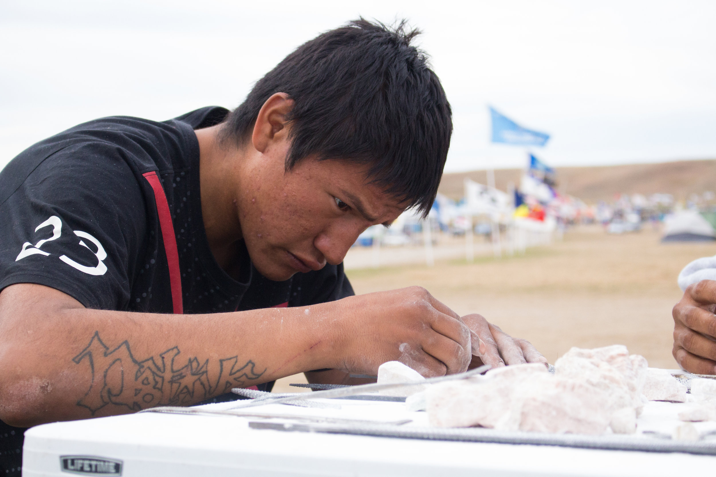 Carving at Standing Rock