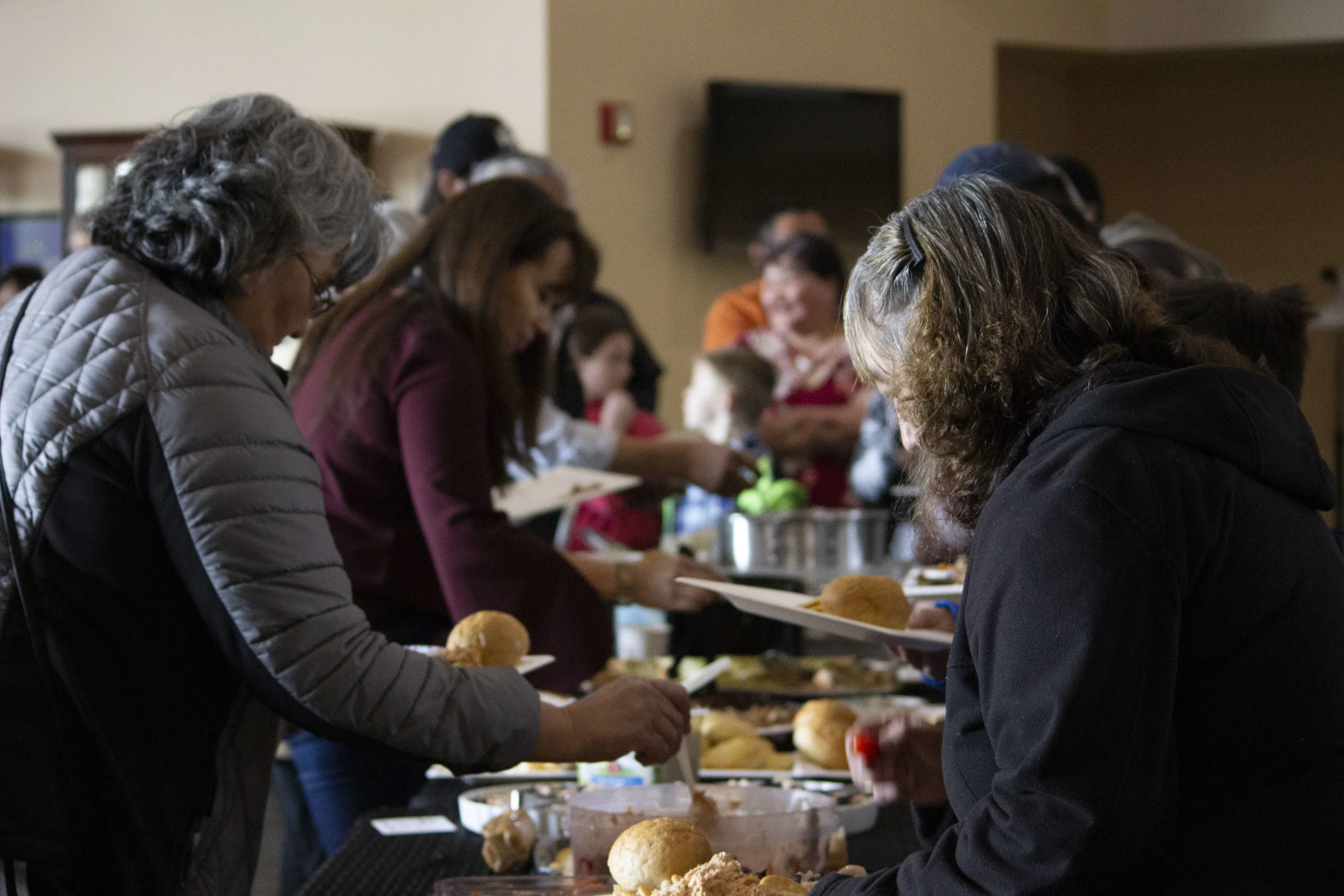 Banquet line at Margaret’s honoring. Photo by Bryan Parker (Muscogee Creek/Mississippi Choctaw)