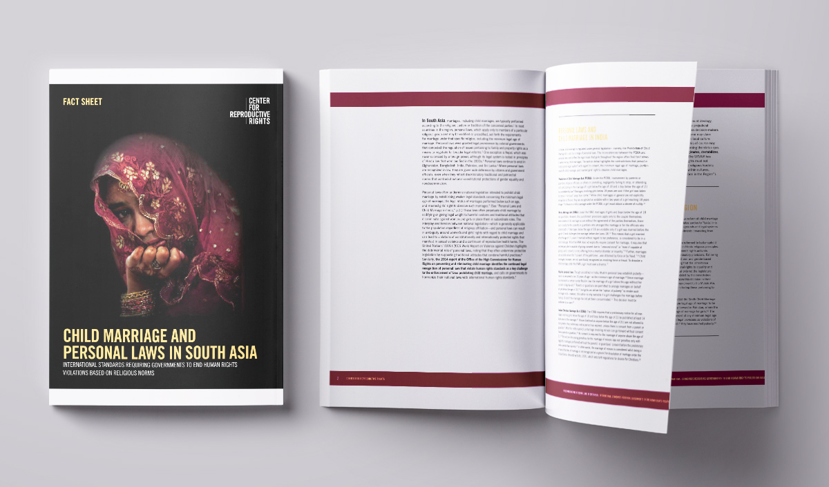 Child Marriage and Personal Laws in South Asia This report outlines the international standards requiring governments to end human rights violations based on religious norms. 