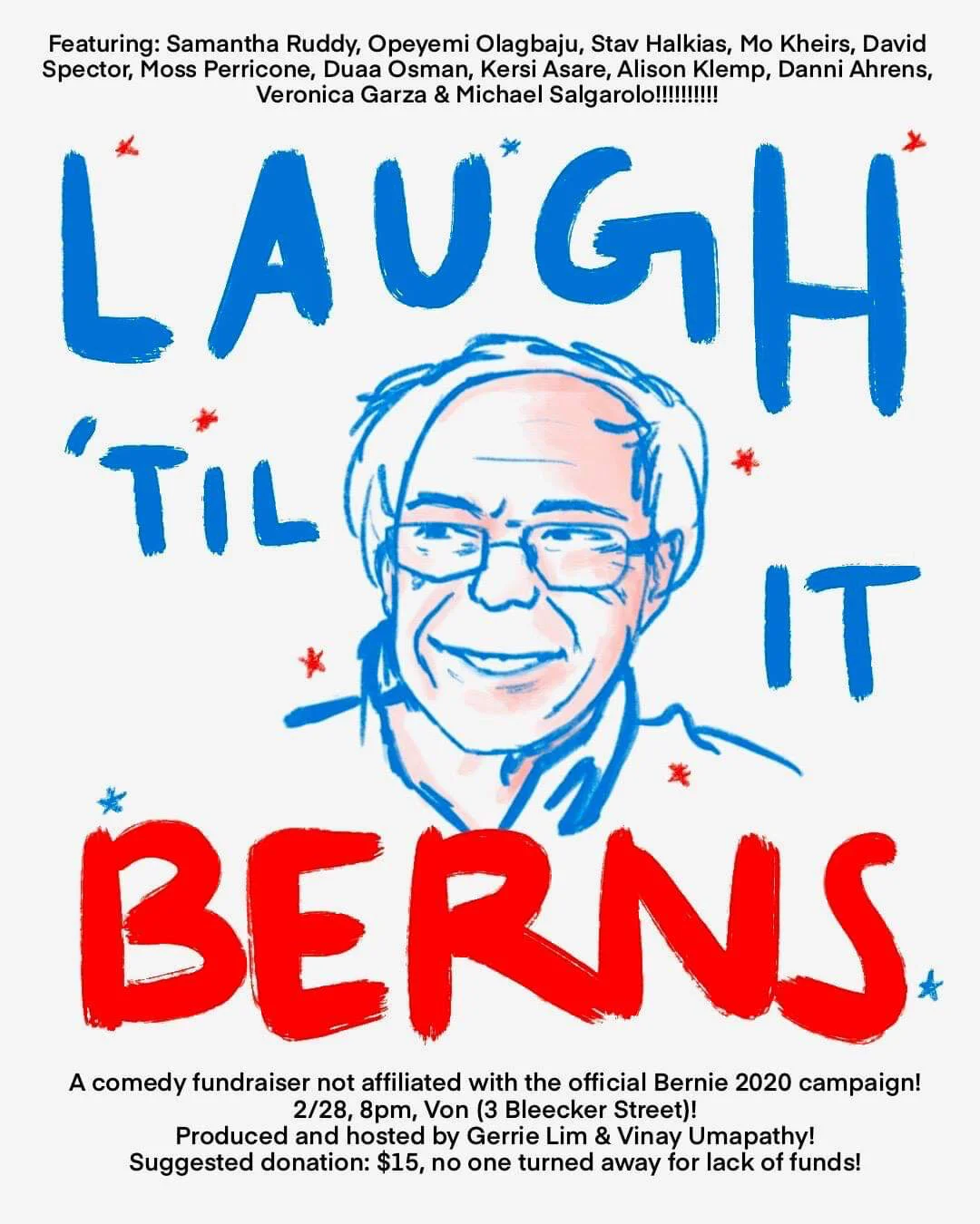 Laugh Til It Berns! An Unofficial Fundraiser for Bernie Sanders #Bernie2020