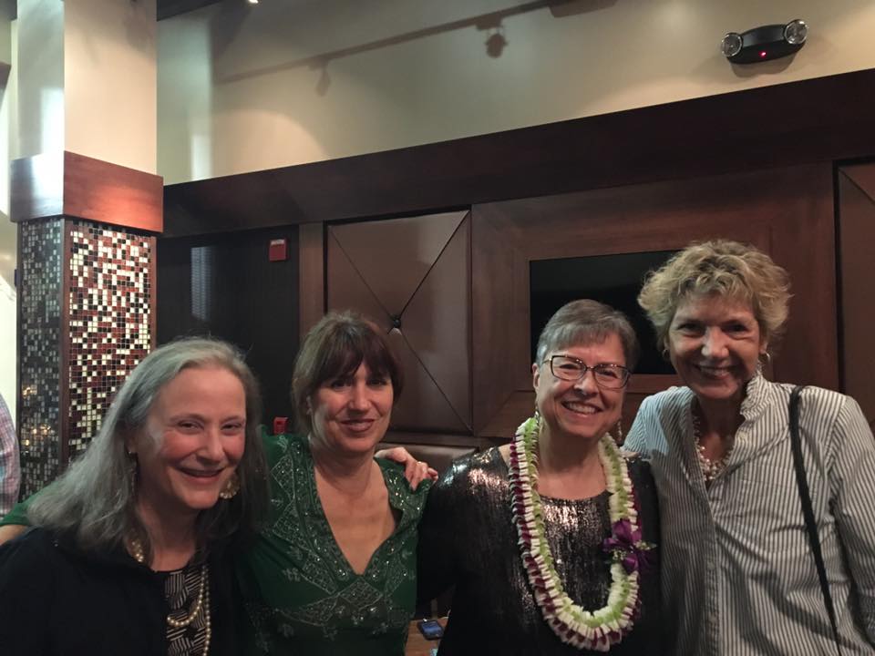 With my flamingo writing sisters, Barbara yoder, tania pryputnniewicz and marcia meier