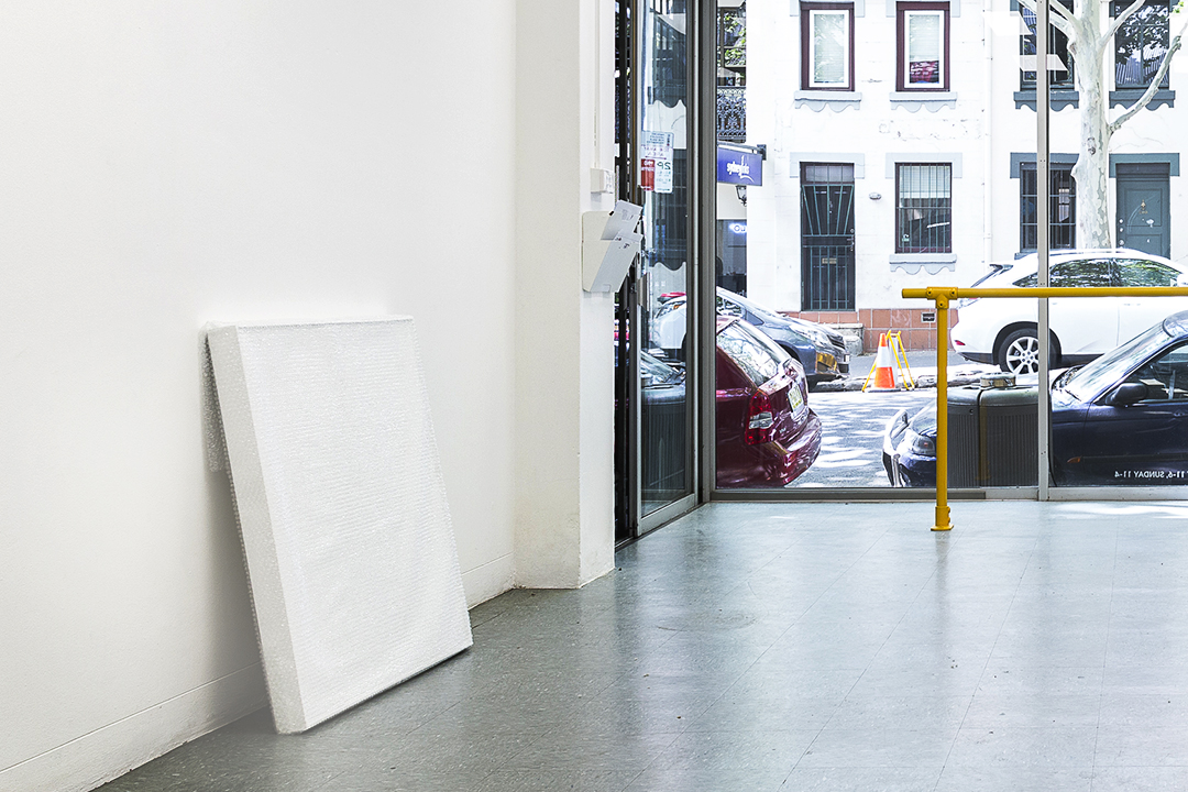 Painting (2), 2017. 90 x 90cm. Timber, acrylic, polyester, bubble wrap