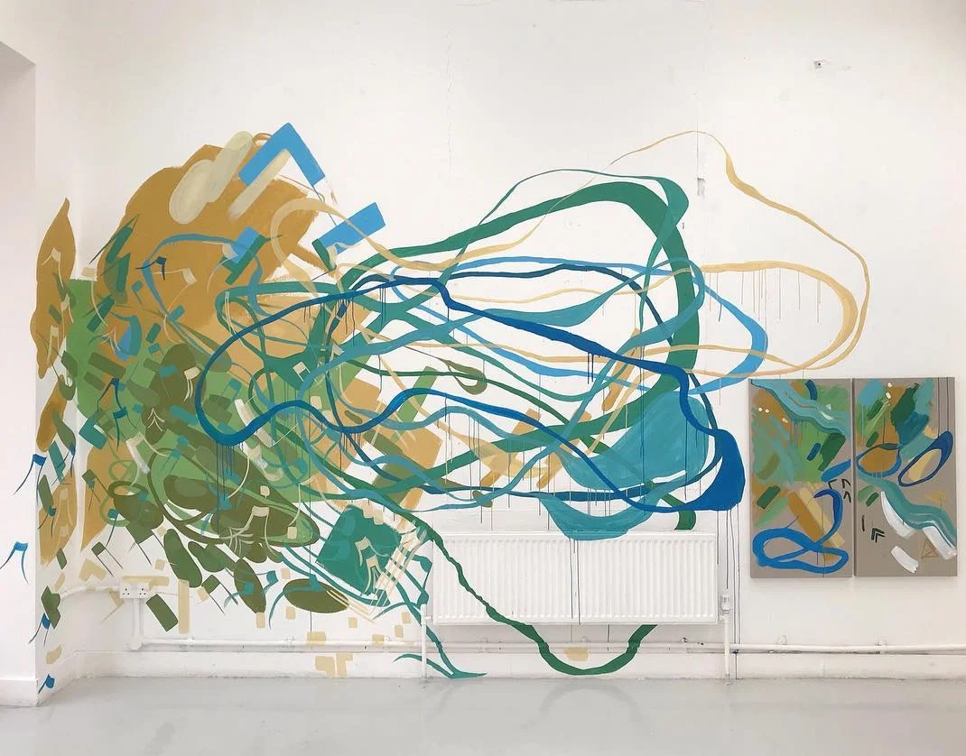Smooth like a liquid sound flow, Syrup soak stained lagoons. Mural CookHouse Gallery, London, 2019.