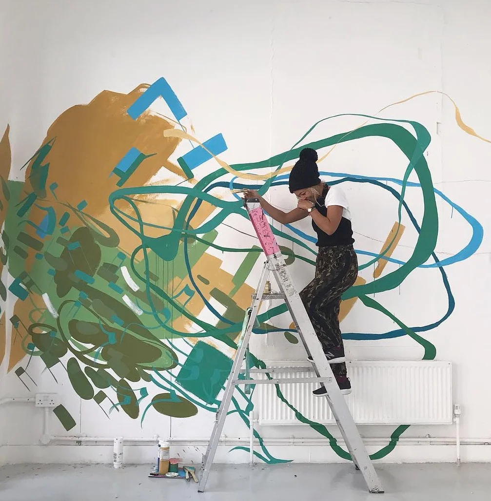 Smooth like a liquid sound flow, Syrup soak stained lagoons. Wicked Game show. Mural Cookhouse Gallery, London, 2019 Photo by Emily Mulenga