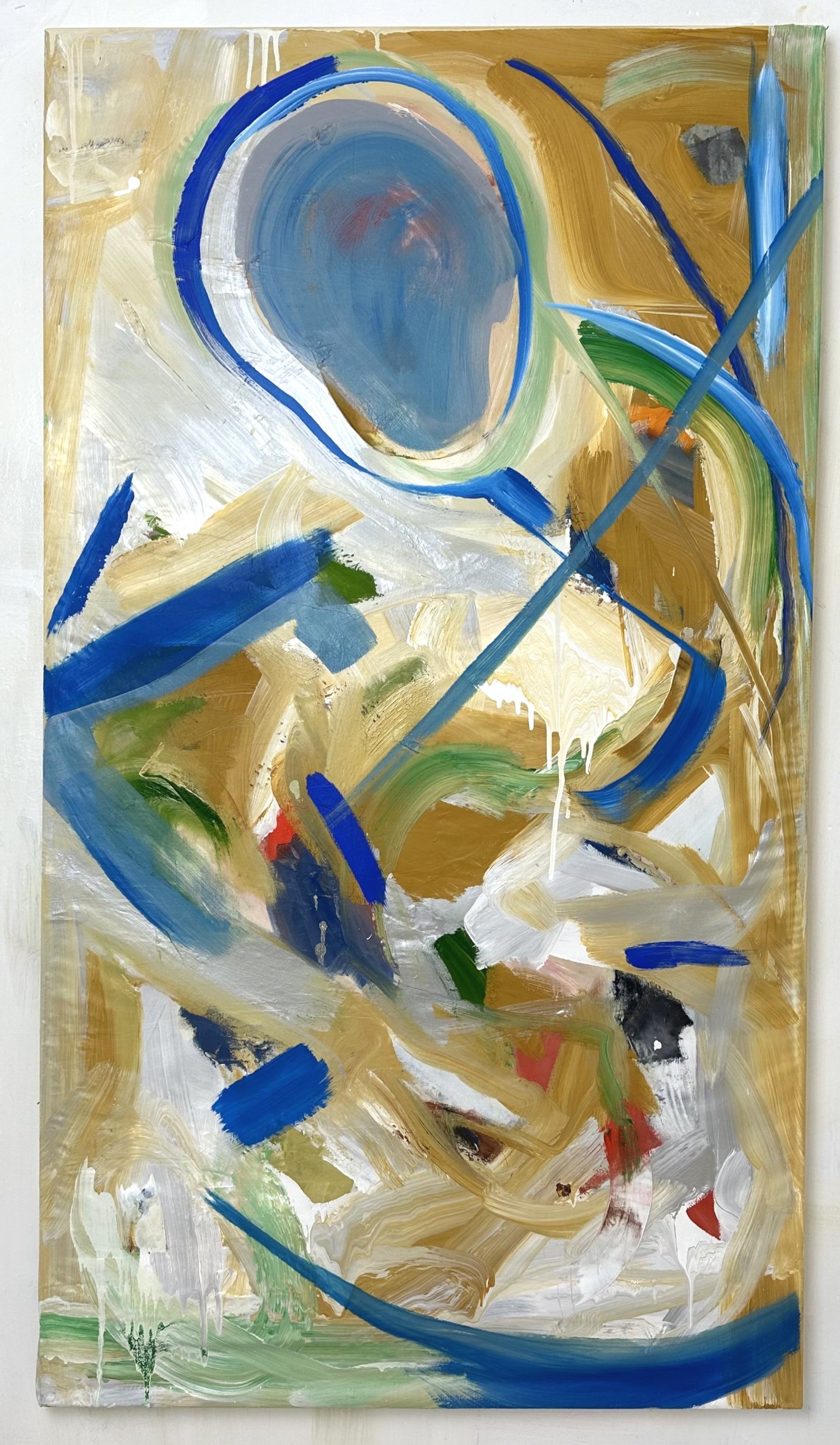  I THE MAGICIAN / IL MAGO.  THE MAJOR ARCANA  Series: THE TAROT  ACRYLIC &amp; OIL ON BEDSHEET,  137 x 76 x 4 cm/ 54 x  30 x 1.6 in,  2022-2024,  ENGLAND 