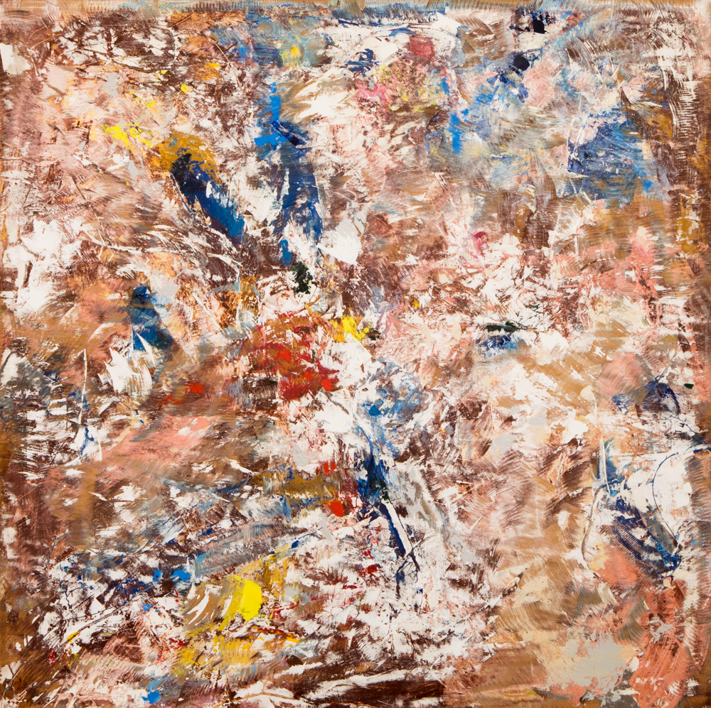 J, latex/acrylic on oak 4'x4' - SOLD