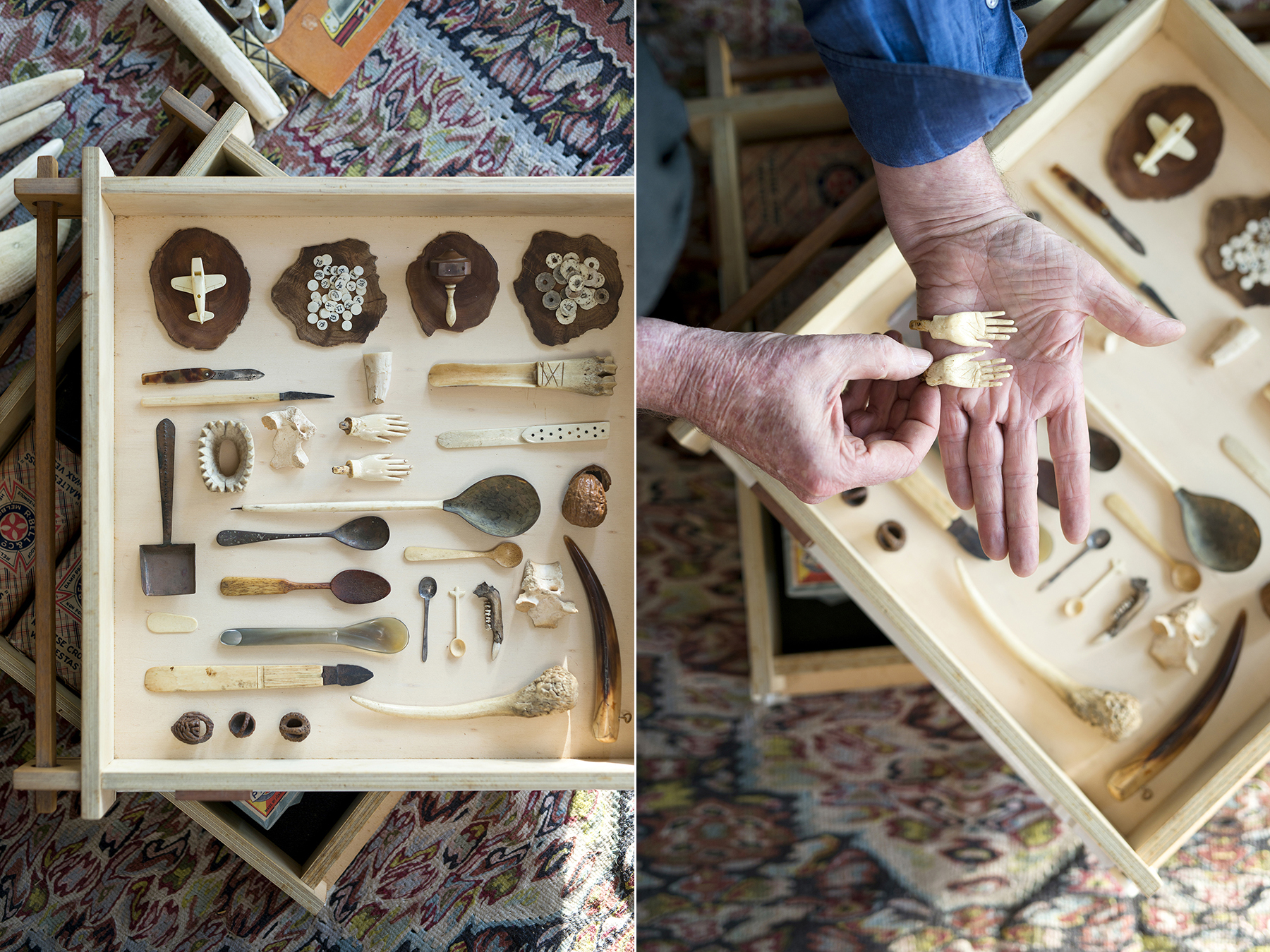 LEFT & RIGHT: More bone, shell and ivory. Those little hands - so cute!