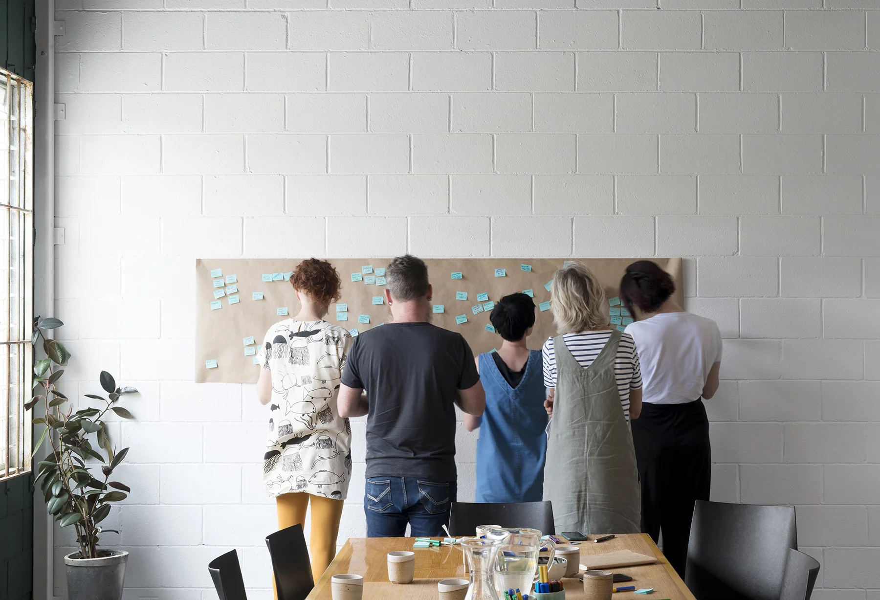 In this instance the group arrange their ideas into the following categories: Landscape, Bar, Library, Collaboration, Lighting, Business, Events, and Spatial/Fun Stuff.