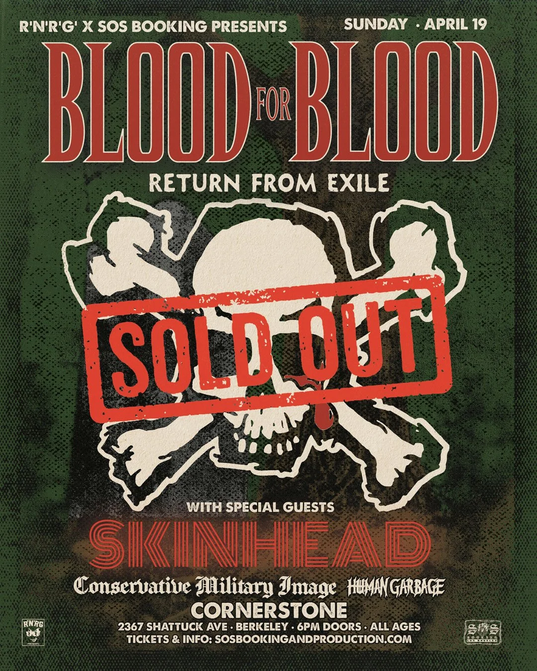 BLOOD FOR BLOOD - BERKELEY - SOLD OUT