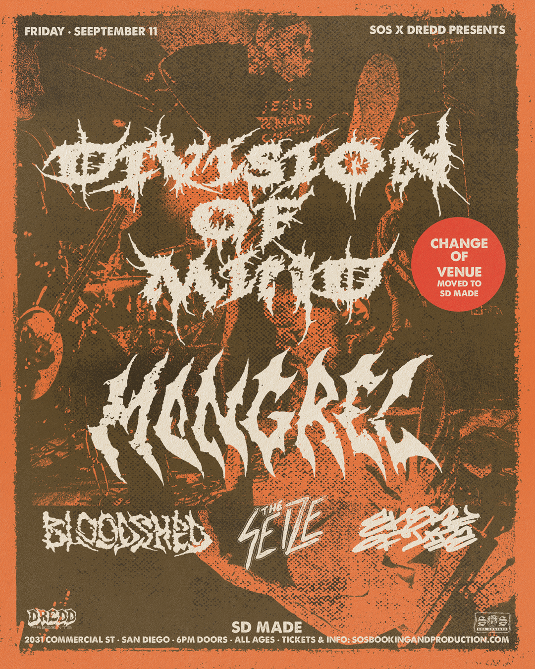 DIVISION OF MIND / MONGREL - SAN DIEGO - VENUE CHANGE