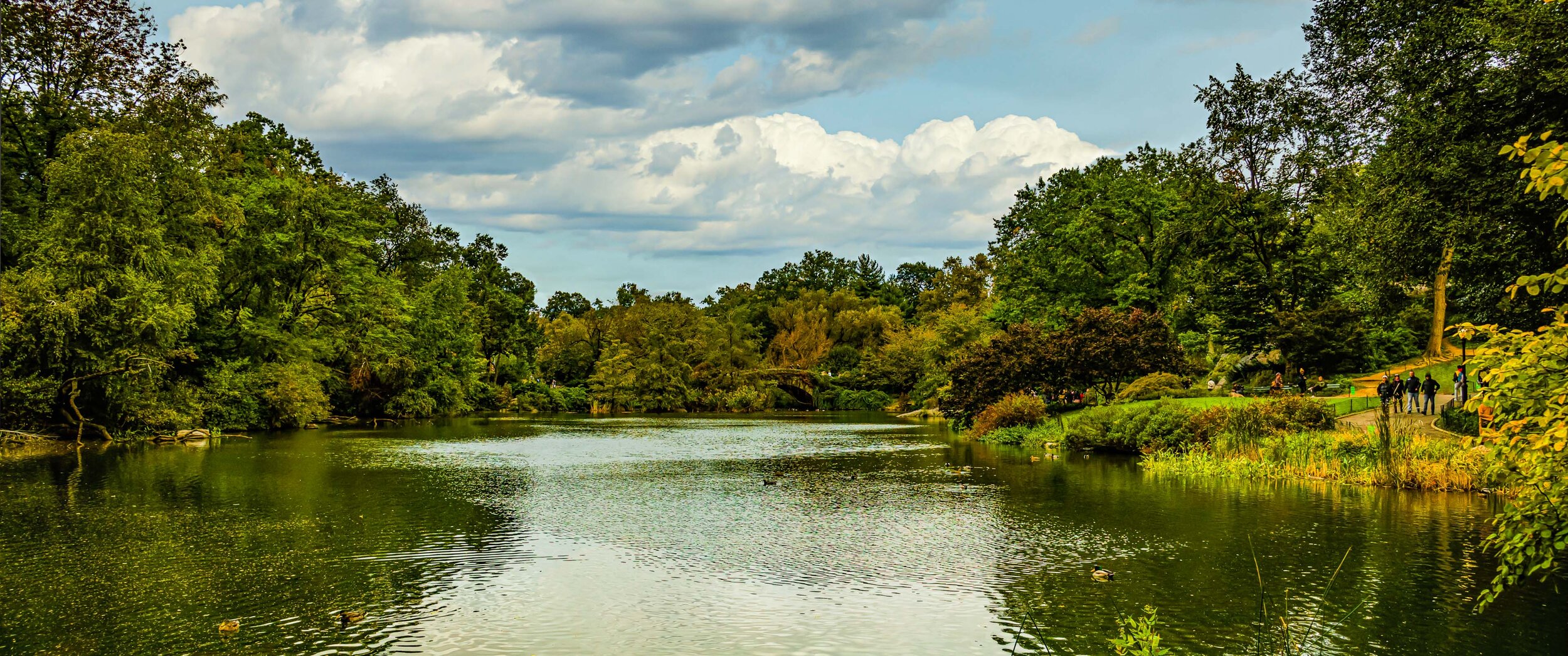 The Pond and Gapstow Bridge near Grand Army Plaza. Central Park,