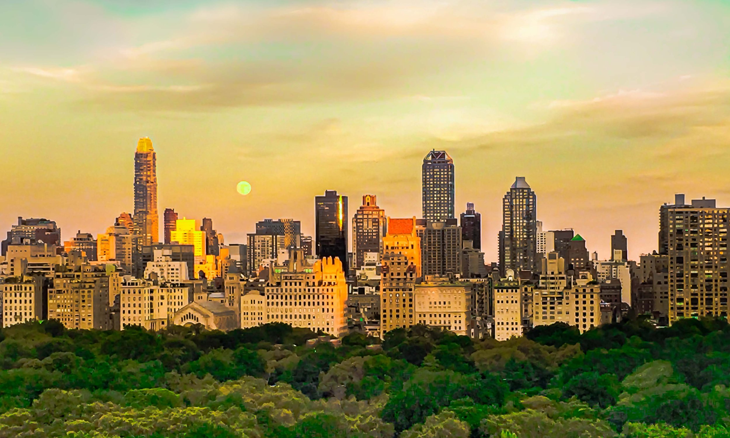 Full Moon Rising at Sunset. Central Park. New York, NY 2016