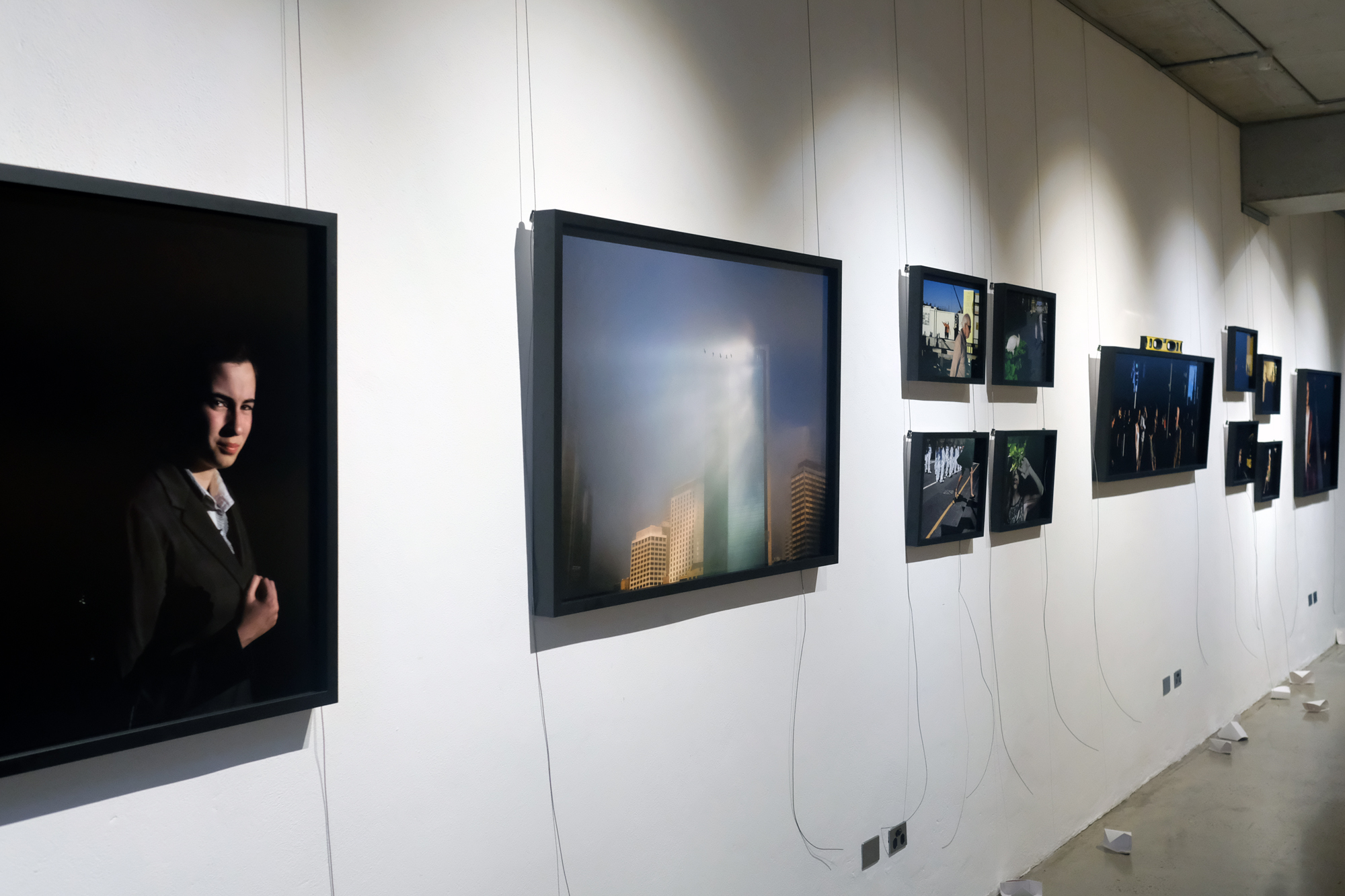  My wall of prints at Black Eye, mid-install the evening before our show 