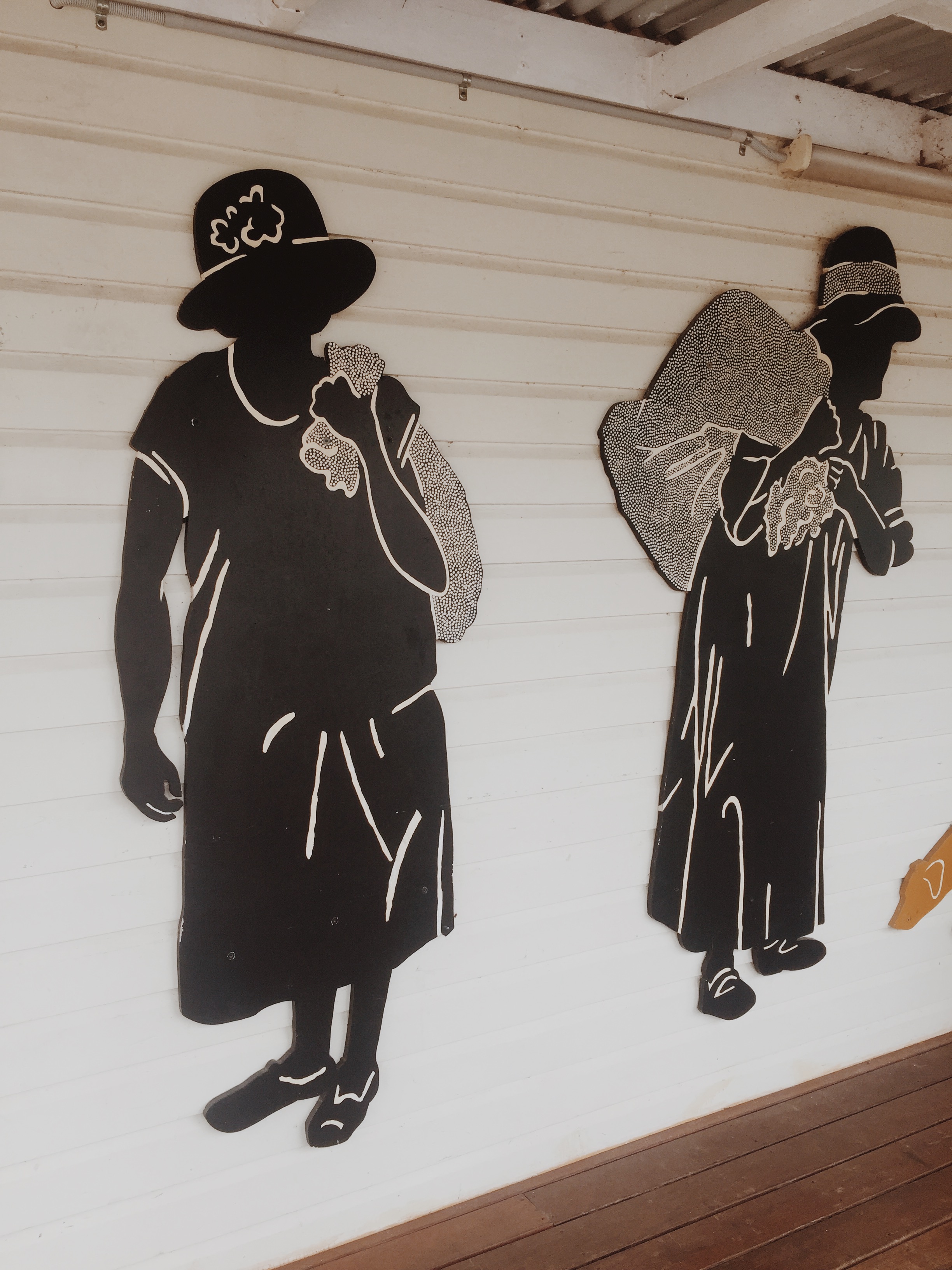 Image of Indigenous women at the Rationshed Museum in Cherbourg, Queensland, Australia where we will be starting our production studio