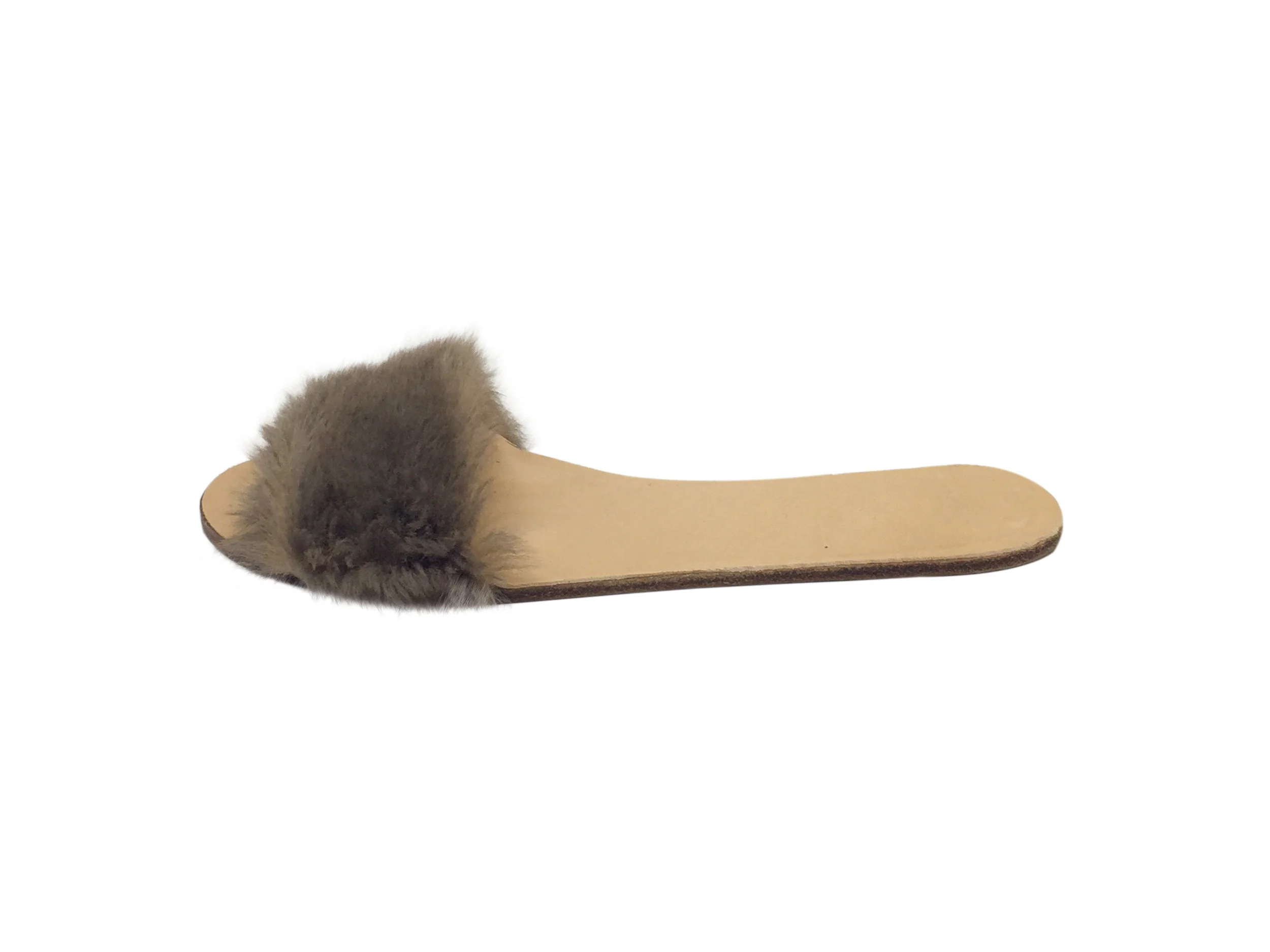 Women's fur slides sandals blue