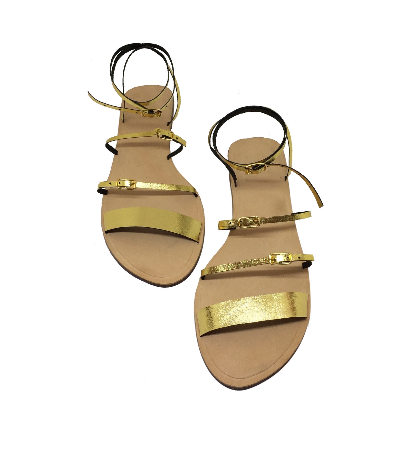 Palais Royal Gold mini buckle strappy leather women's sandals