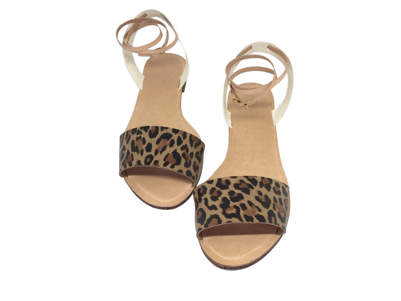 Vaucluse Leopard print and white slingback leather sandals